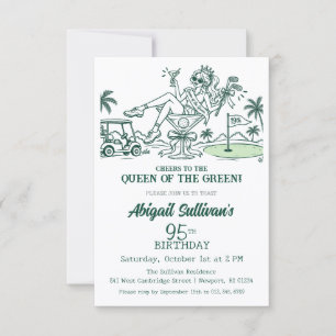 Affordable 95th Birthday Queen of the Green Golf Invitation
