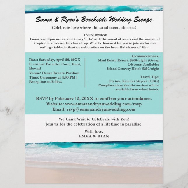 Affordable Beach Destination Wedding Flyer (Front)