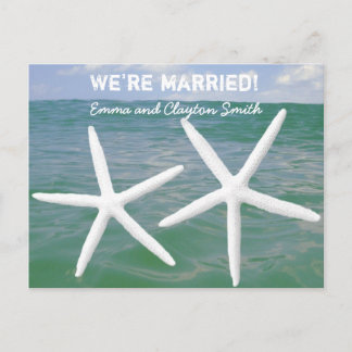Affordable Beach Themed Post-Wedding Celebration Invitation Postcard