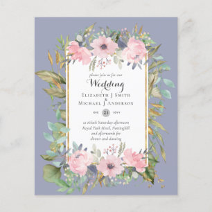 Affordable Budget Pink Blush Pink Floral Wedding Flyer