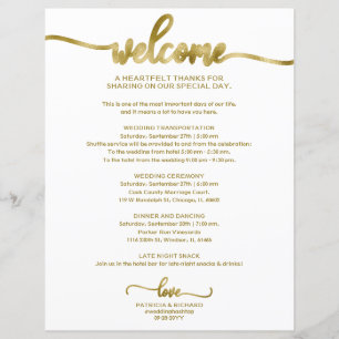 Affordable Chic Calligraphy Wedding Itinerary