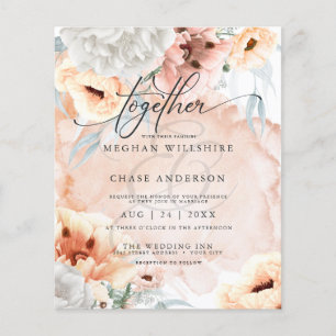 Affordable Coral Flowers Wedding Invitation
