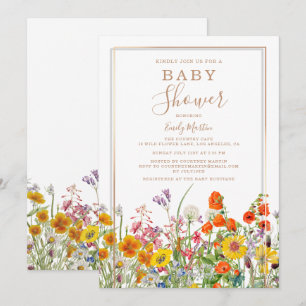 Affordable Country Wildflower Baby Shower Invitation