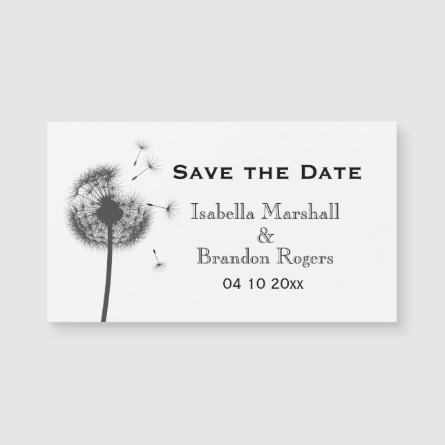 Affordable Dandelion Save the Date Magnet (Front)