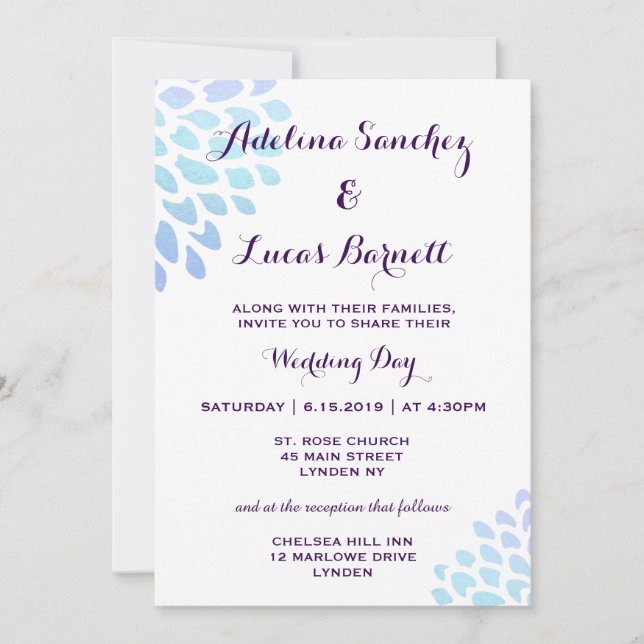 Affordable, Elegant Hydrangea Wedding Invitation (Front)