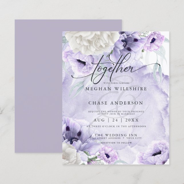 Affordable Elegant Watercolor Lilac Flowers (Front/Back)