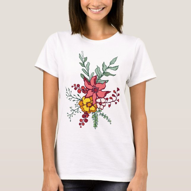 Affordable Floral Women's T-Shirts (Front)