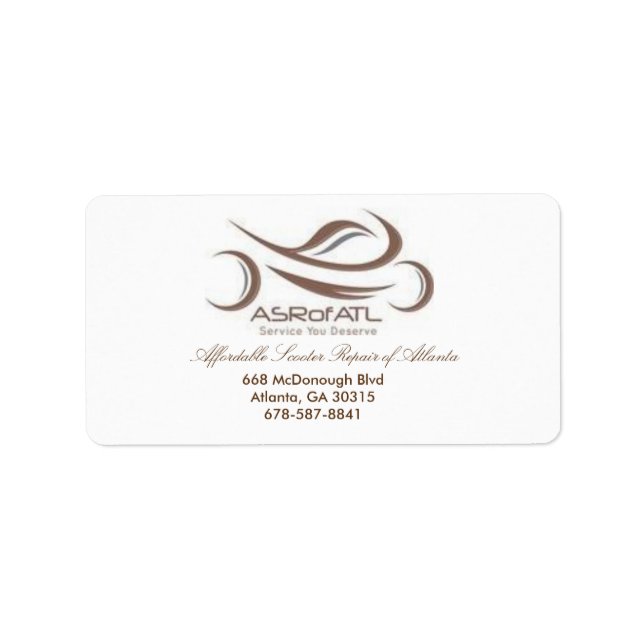Affordable Scooter Repair of Atlanta Label (Front)