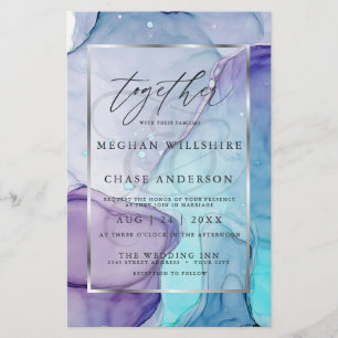Affordable Wedding Chic Aqua Purple Abstract Ink