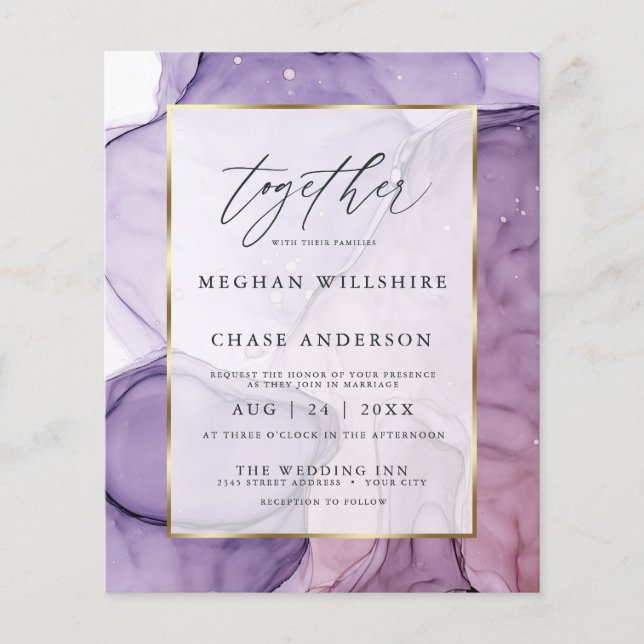Affordable Wedding Cust Lavender Rose Abstract Ink (Front)