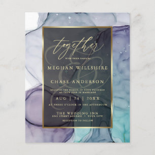 Affordable Wedding Plum Teal Smokey Abstract Ink