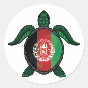 Afganistan sea turtle flag classic round sticker