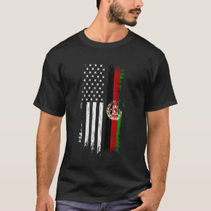Afghan American Flag T Shirt - Afghanistan USA Fla