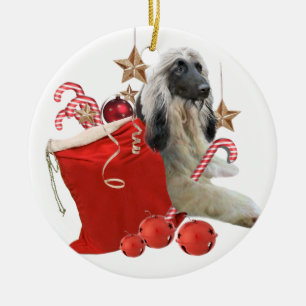 Afghan and Santa red bag Ceramic Tree Decoration