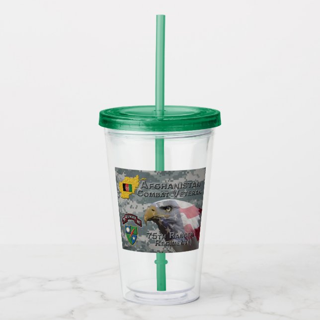 Afghan Combat Veteran 75th Ranger Regiment Acrylic Tumbler (Front)