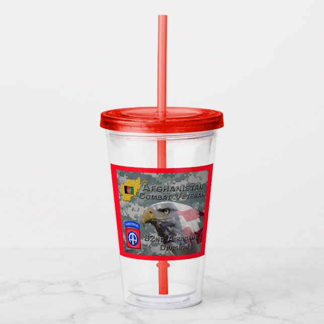 “Afghan Combat Veteran” - 82nd Airborne Division Acrylic Tumbler (Front)