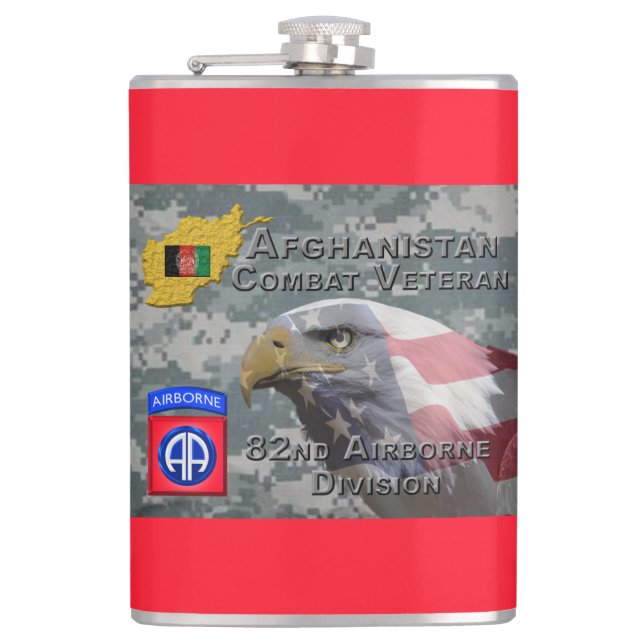 “Afghan Combat Veteran” - 82nd Airborne Division Hip Flask (Front)