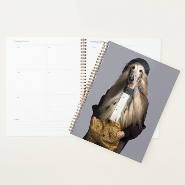 Afghan dog blond hair in trousers  planner (Display)