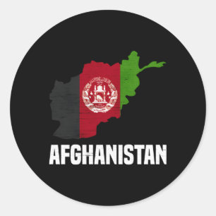 Afghan Flag Country Map Outline Afghanistan Classic Round Sticker