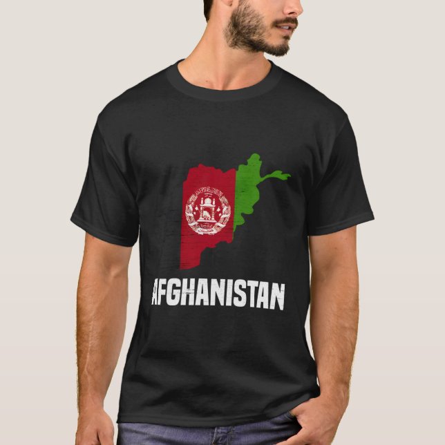 Afghan Flag Country Map Outline Afghanistan T-Shirt (Front)