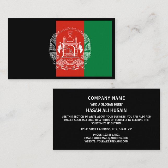 Afghan Flag, Flag of Afghanistan Business Card (Front/Back)