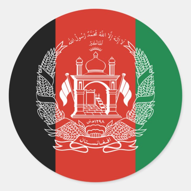 Afghan Flag, Flag of Afghanistan Classic Round Sticker (Front)
