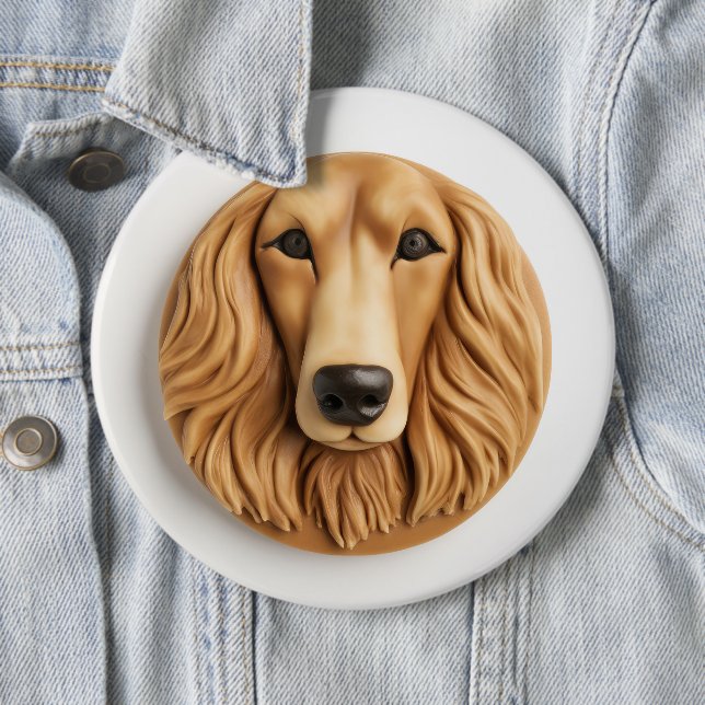 Afghan Hound 3D Inspired 6 Cm Round Badge (In Situ)