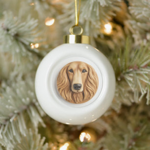 Afghan Hound 3D Inspired Ceramic Ball Christmas Ornament