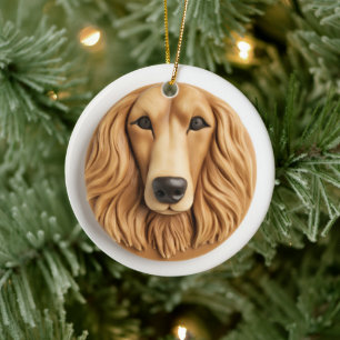 Afghan Hound 3D Inspired Ceramic Tree Decoration