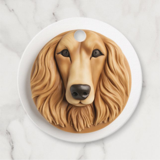 Afghan Hound 3D Inspired Favour Tags (Front)