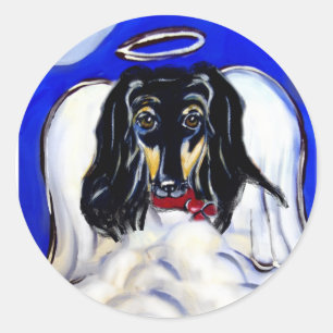 Afghan hound angel classic round sticker