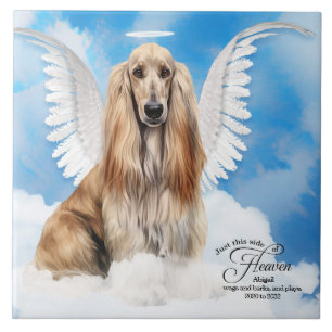 Afghan Hound Angel Dog Personalized Pet Memorial Tile