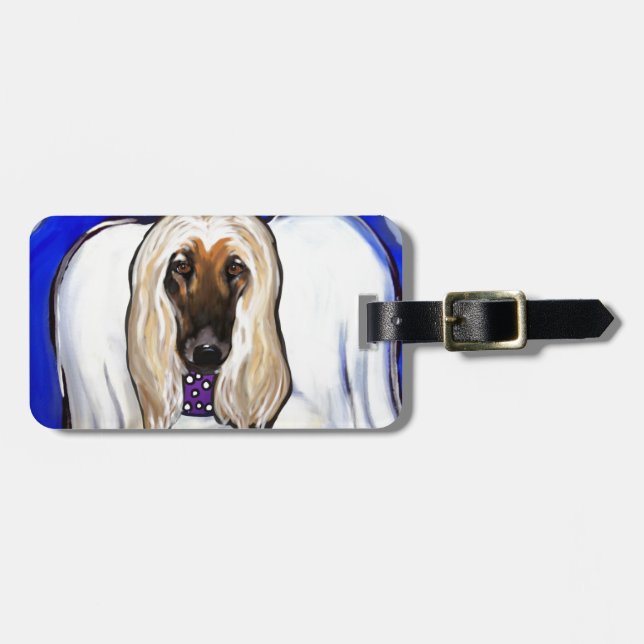 Afghan Hound Angel Luggage Tag (Front Horizontal)