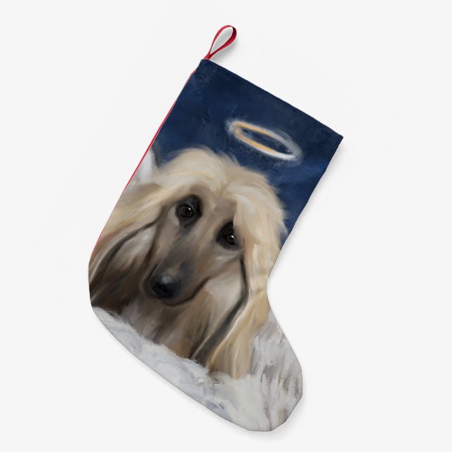 Afghan Hound Angel Small Christmas Stocking (Front (Hanging))