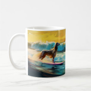 Afghan Hound Beach Surfing Painting  Coffee Mug