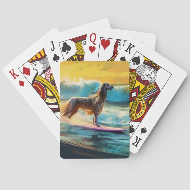 Afghan Hound Beach Surfing Painting  Playing Cards (Back)