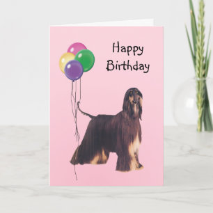 Afghan Hound, Birthday Balloons Card