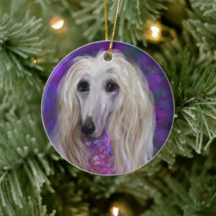 AFGHAN HOUND CERAMIC TREE DECORATION