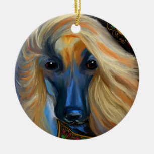 Afghan Hound Ceramic Tree Decoration