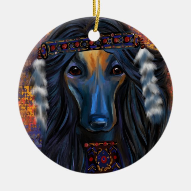 Afghan Hound      Ceramic Tree Decoration (Front)