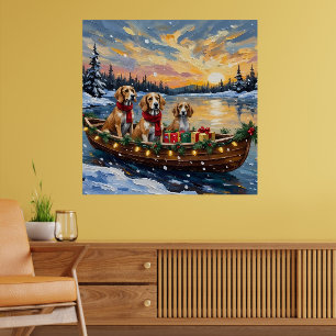 Afghan Hound Christmas Boat Holiday Poster
