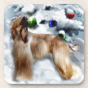 Afghan Hound Christmas Coaster
