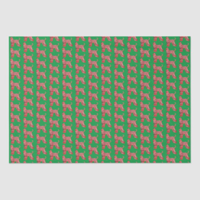 Afghan Hound Christmas Dog Silhouette Green Tissue Paper (Front)
