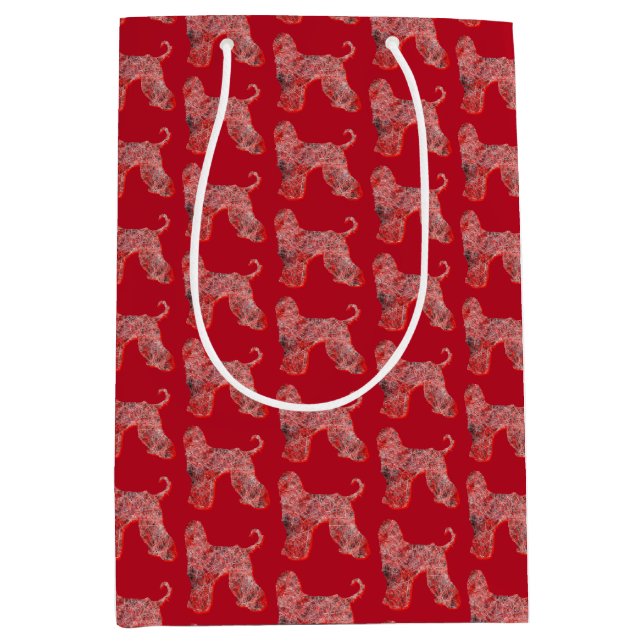 Afghan Hound Christmas Dog Silhouette Red Medium Gift Bag (Front)