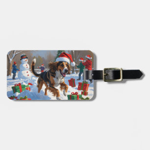 Afghan Hound Christmas Festive Snow Scene Luggage Tag