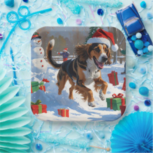 Afghan Hound Christmas Festive Snow Scene Paper Plate