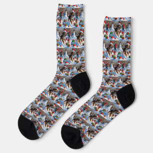 Afghan Hound Christmas Festive Snow Scene Socks