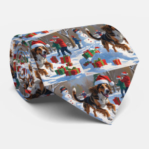 Afghan Hound Christmas Festive Snow Scene Tie