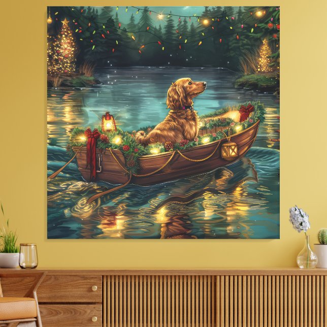 Afghan Hound Christmas Festive Voyage Canvas Print (Insitu(LivingRoom))
