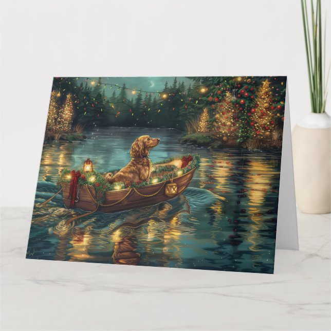 Afghan Hound Christmas Festive Voyage Card (Front)